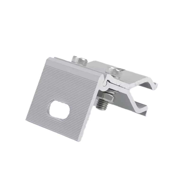 सुरक्षित संरचनात्मक बन्धन के लिए दोहरे बोल्ट और एंटी-स्लिप दांतों के साथ एल्यूमीनियम मिश्र धातु क्लैंप सोलर रूफ क्लैंप
